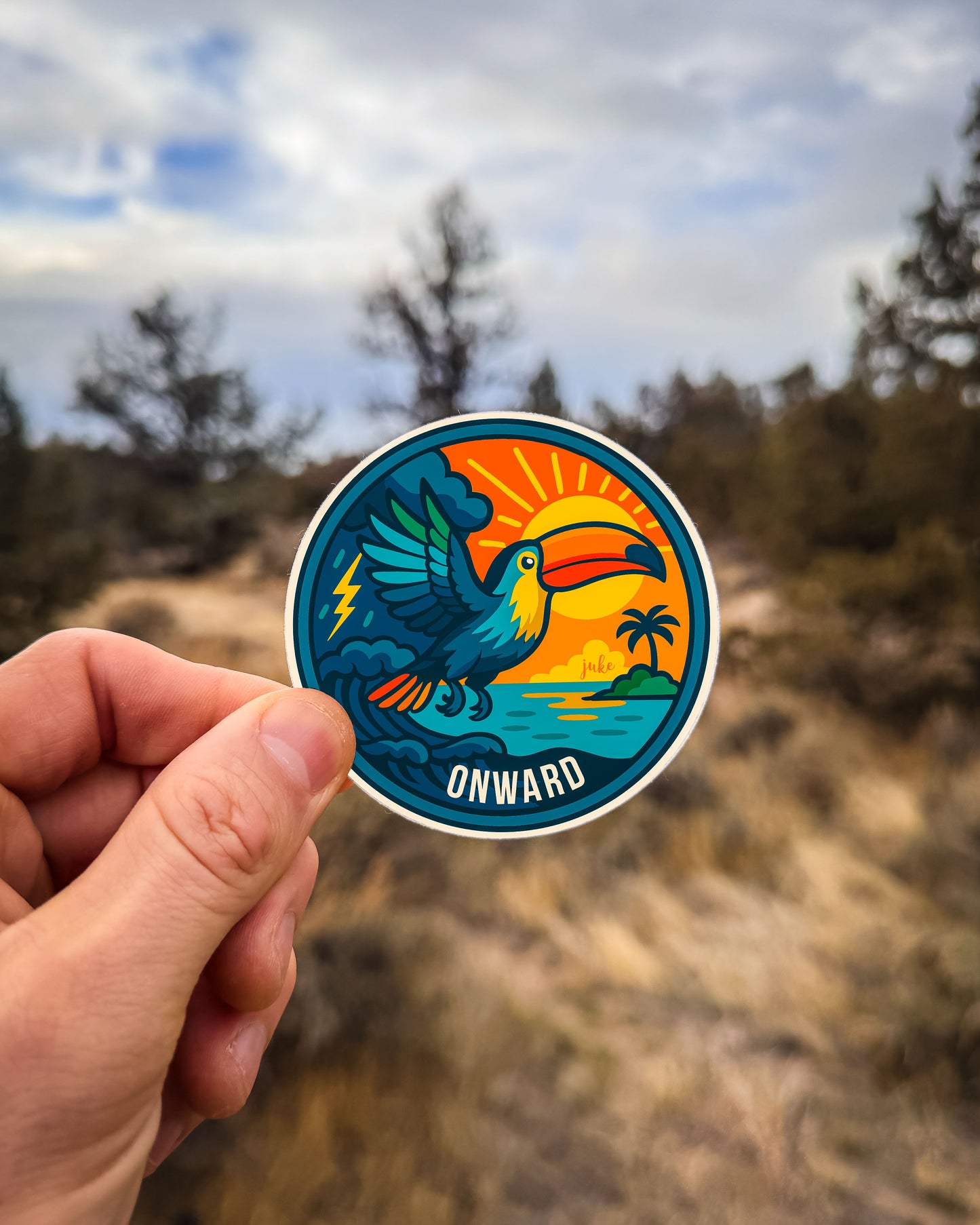"The Cantu Toucan" - Onward  - Merch Series by Juke Motion Pictures - 3" x 3" Waterproof Sticker (Limited Edition)